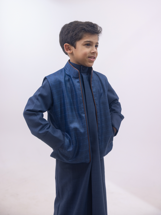 Blue Grid - Boys Reversible Vest